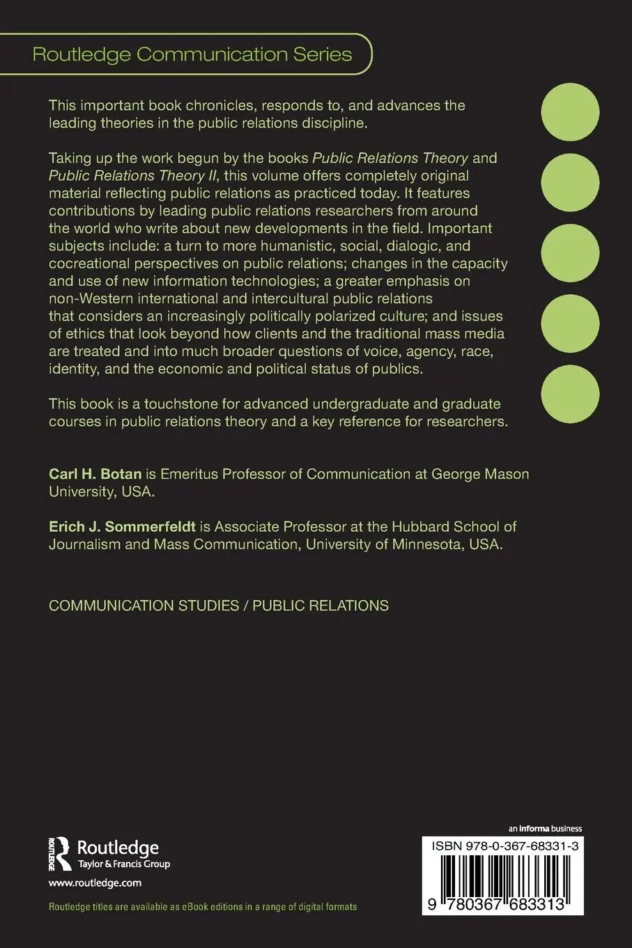 Rückseite: 9780367683313 | Public Relations Theory III | In the Age of Publics | Botan (u. a.)