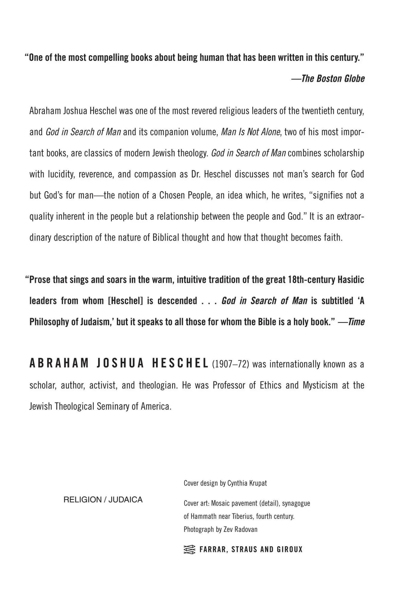 Rückseite: 9780374513313 | God in Search of Man | A Philosophy of Judaism | Heschel | Taschenbuch
