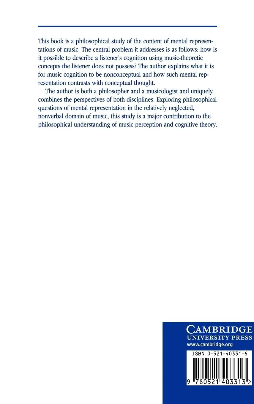 Rückseite: 9780521403313 | Music and Conceptualization | Mark Debellis | Buch | Englisch | 2004