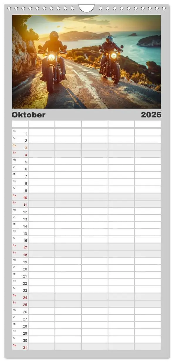 Bild: 9783516493313 | Familienplaner 2026 - Motorrad tolle Momente mit 5 Spalten...