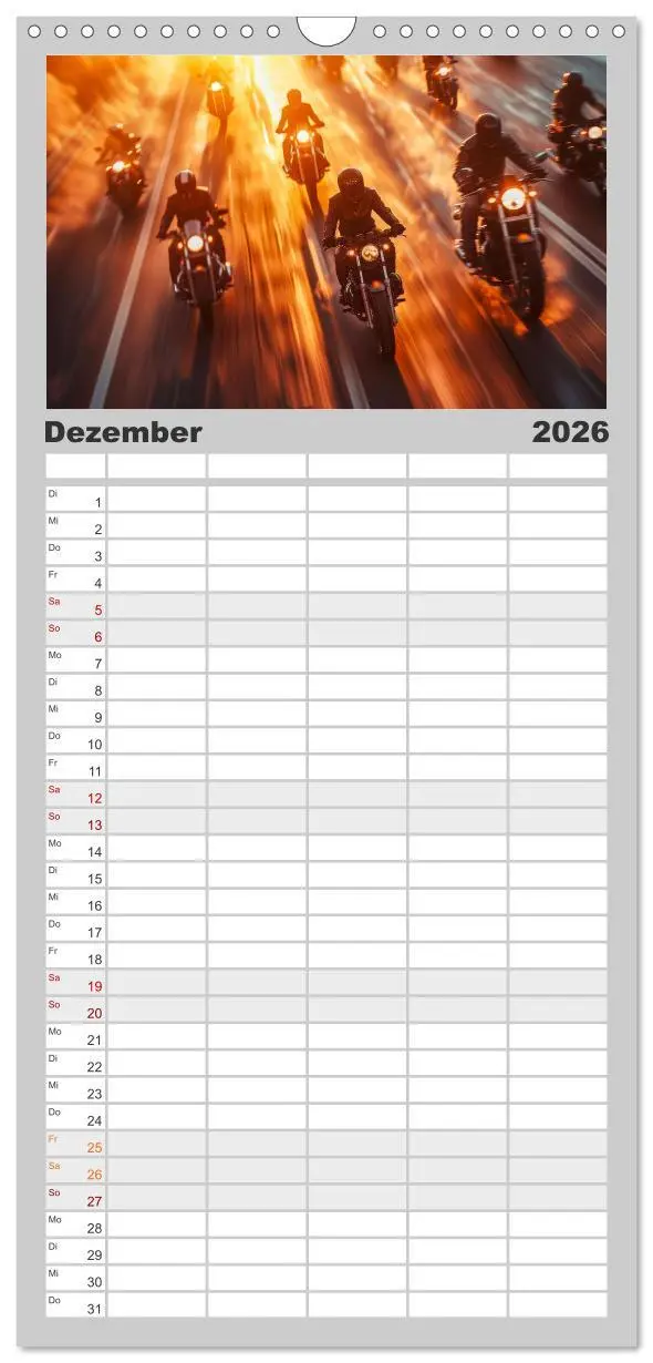 Bild: 9783516493313 | Familienplaner 2026 - Motorrad tolle Momente mit 5 Spalten...