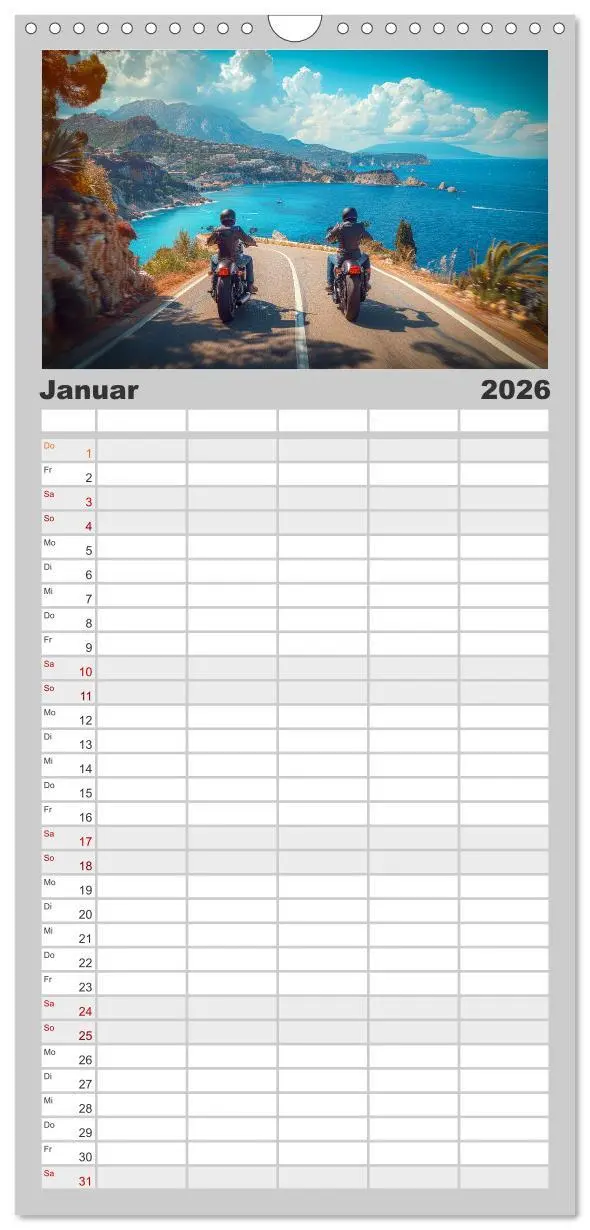Bild: 9783516493313 | Familienplaner 2026 - Motorrad tolle Momente mit 5 Spalten...