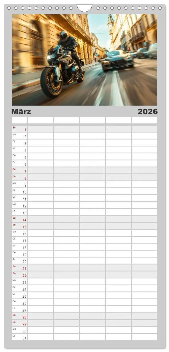Bild: 9783516493313 | Familienplaner 2026 - Motorrad tolle Momente mit 5 Spalten...