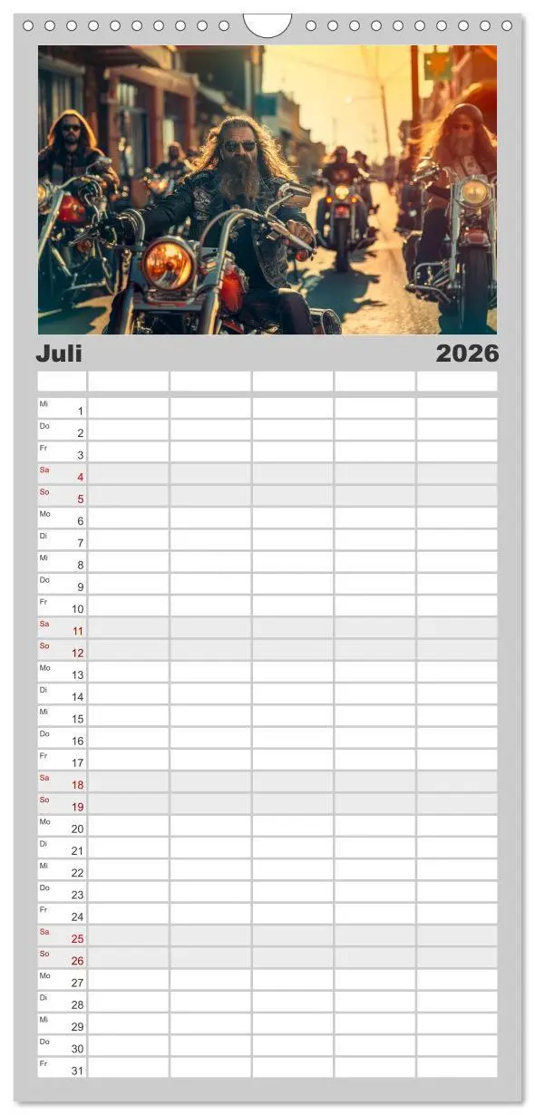 Bild: 9783516493313 | Familienplaner 2026 - Motorrad tolle Momente mit 5 Spalten...