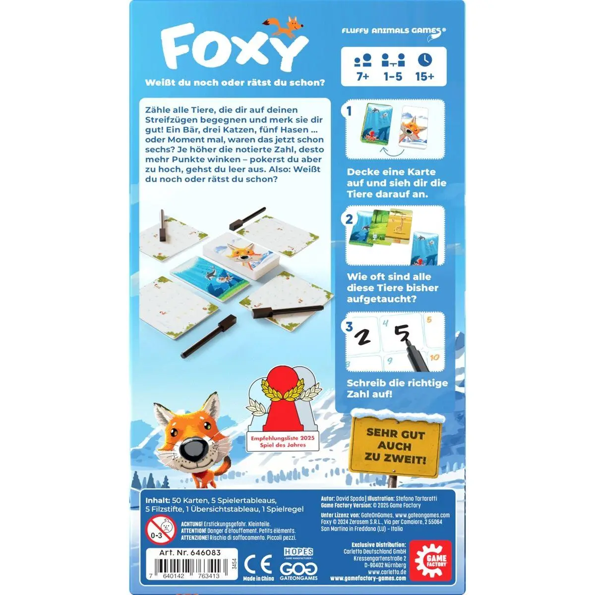Bild: 7640142763413 | Foxy | Herausgegeben von GAME FACTORY | Spiel | 646083 | Deutsch