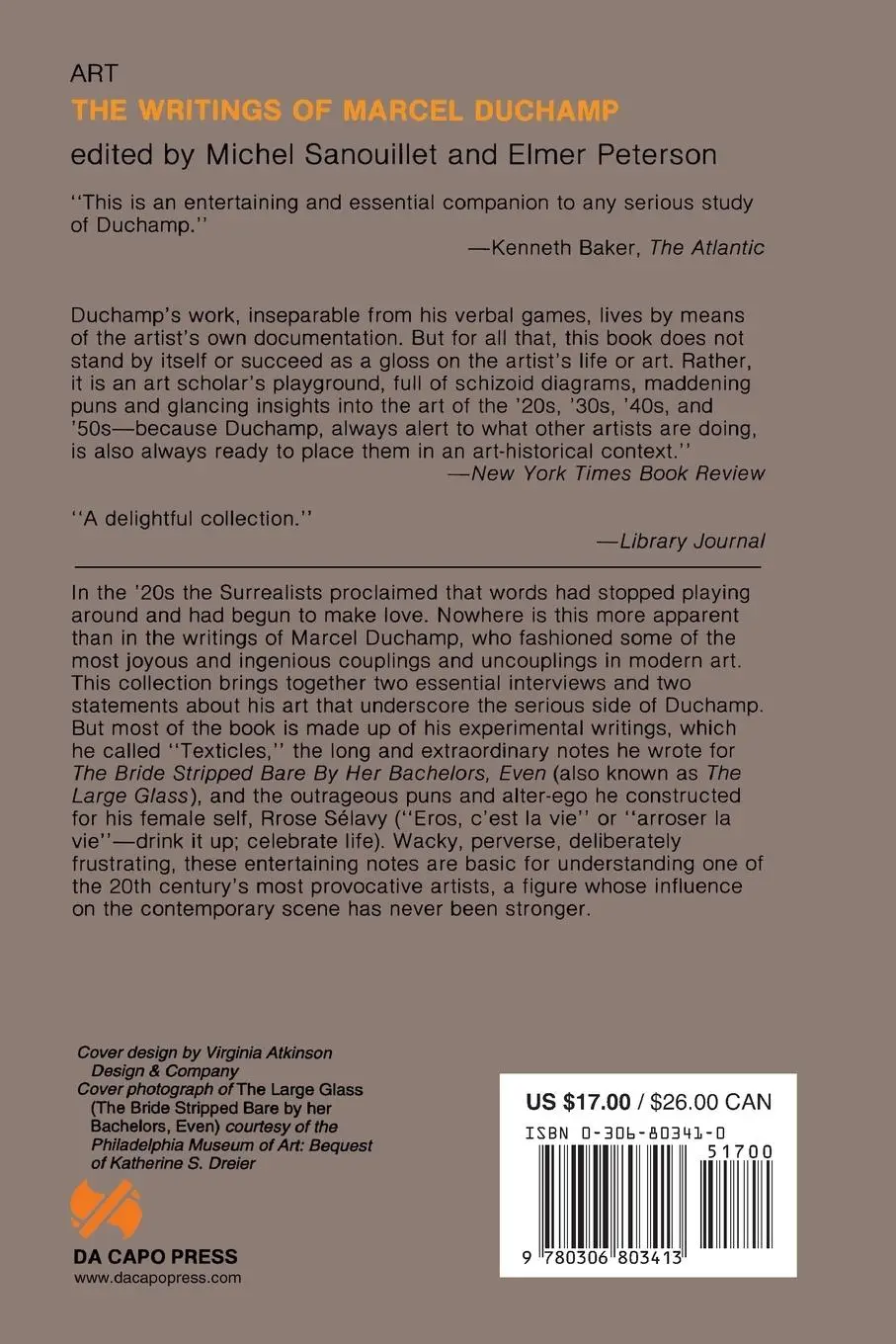 Rückseite: 9780306803413 | Writings of Marcel Duchamp PB | Marcel Duchamp | Taschenbuch | 1989