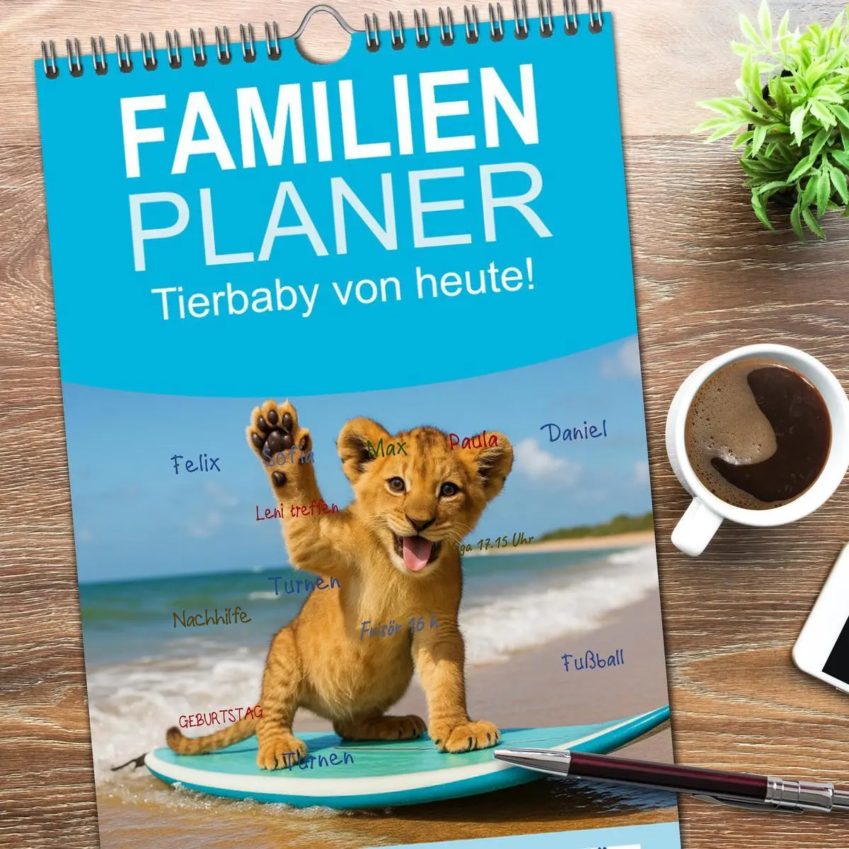 Bild: 9783516623413 | Familienplaner 2026 - Tierbaby von heute! mit 5 Spalten...