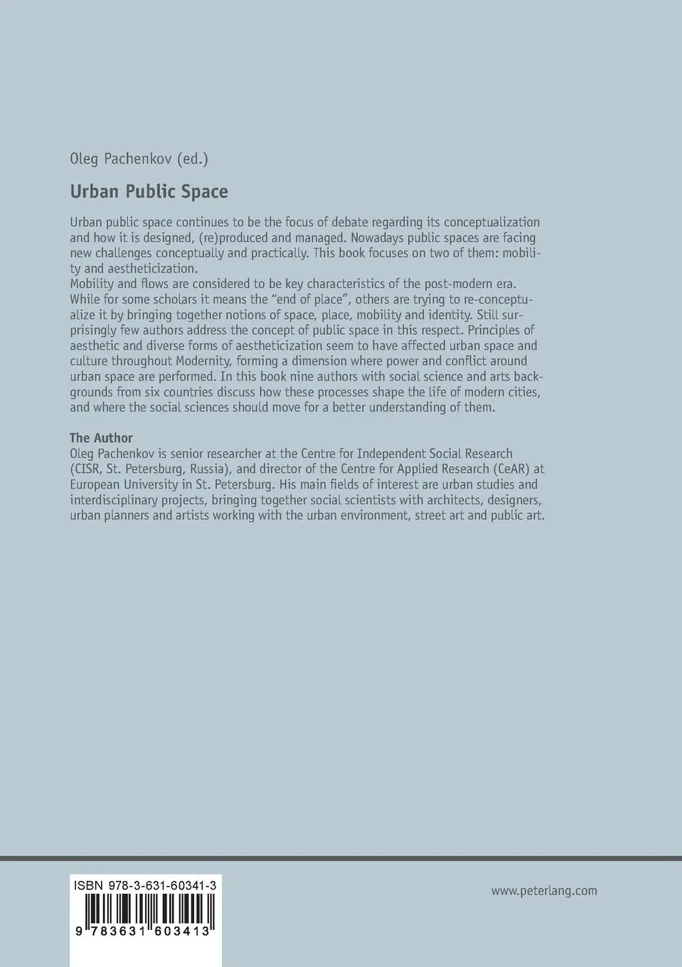 Rückseite: 9783631603413 | Urban Public Space | Oleg Pachenkov | Taschenbuch | Englisch | 2013
