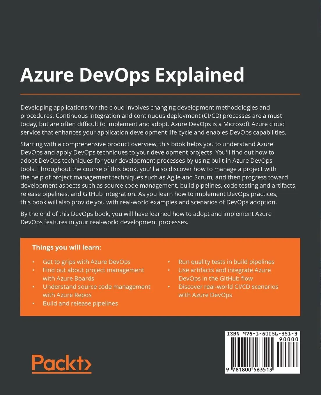 Rückseite: 9781800563513 | Azure DevOps Explained | Sjoukje Zaal (u. a.) | Taschenbuch | Englisch