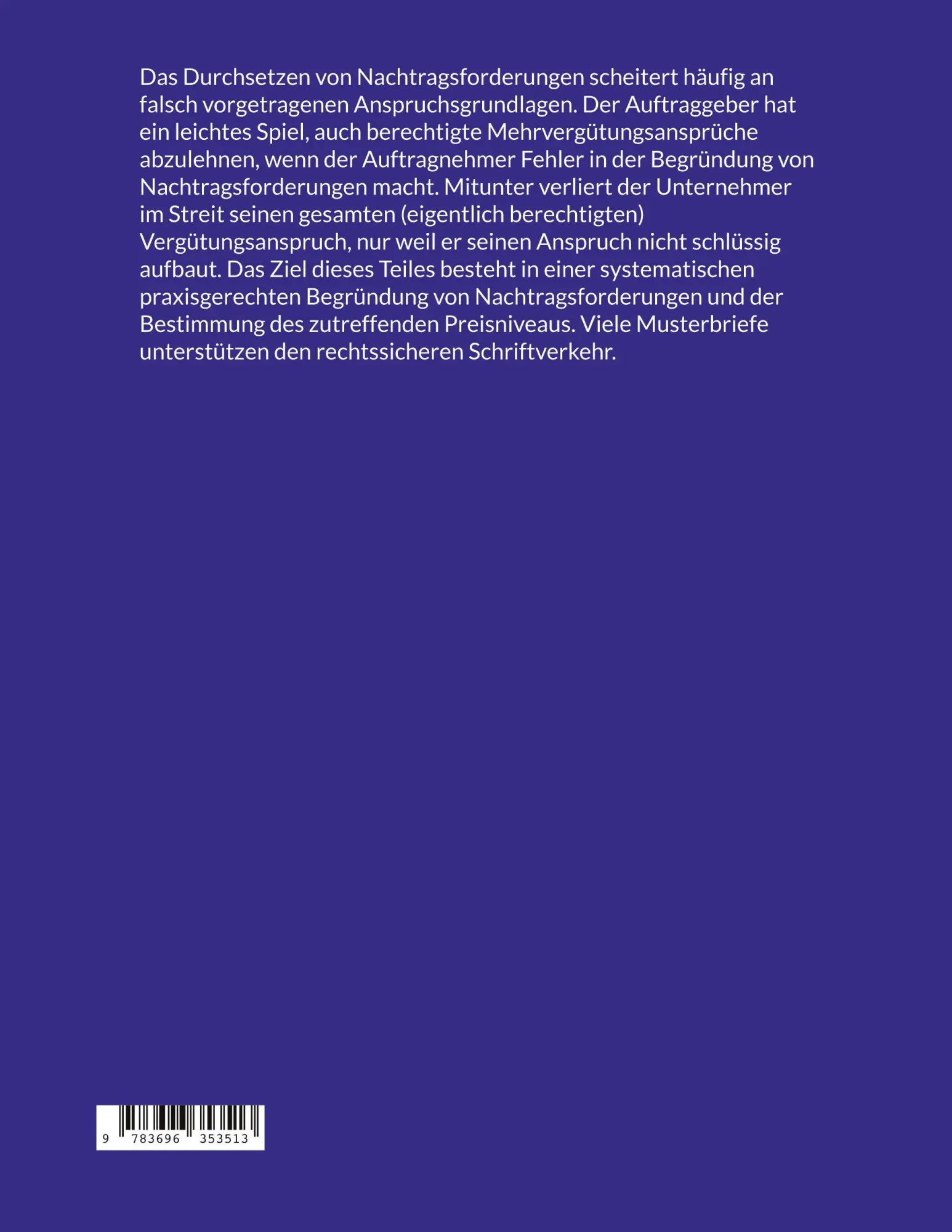 Rückseite: 9783696353513 | Nachtragsmanagement in Bauprojekten - Teil 1 | Ulrich Nagel | Buch