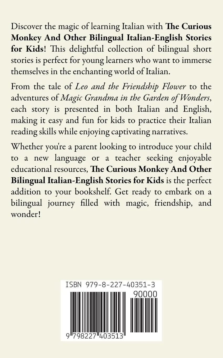 Rückseite: 9798227403513 | The Curious Monkey And Other Bilingual Italian-English Stories for...