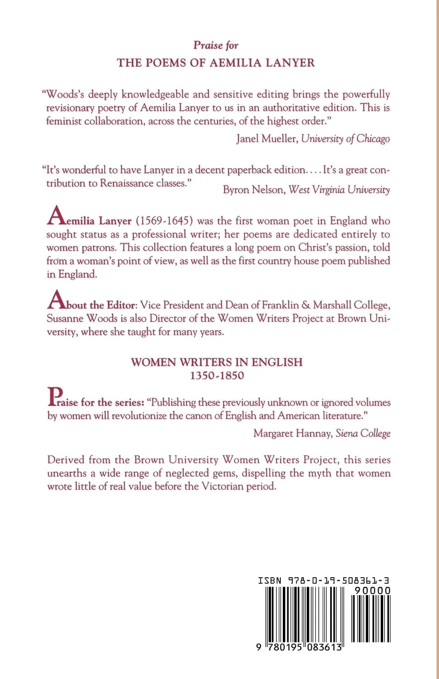 Rückseite: 9780195083613 | The Poems of Aemilia Lanyer | Aemilia Lanyer (u. a.) | Taschenbuch