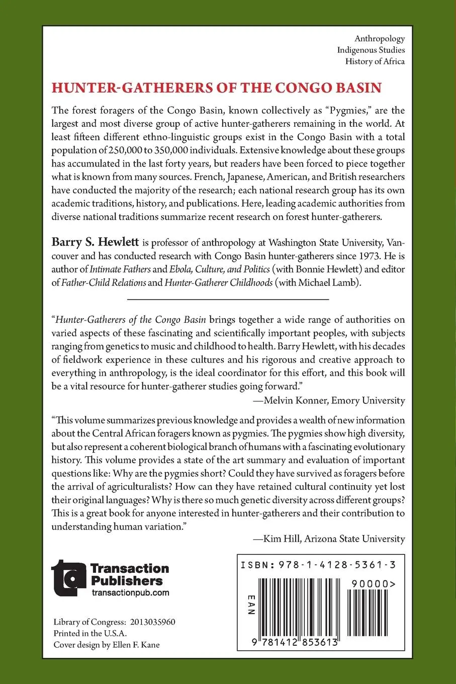 Rückseite: 9781412853613 | Hunter-Gatherers of the Congo Basin | Barry S. Hewlett | Taschenbuch