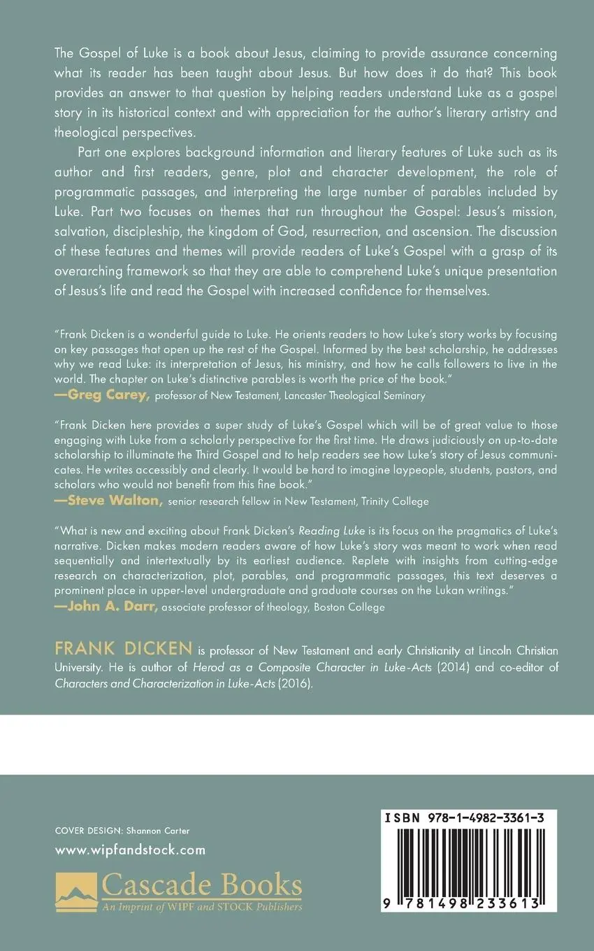 Rückseite: 9781498233613 | Reading Luke | Frank Dicken | Taschenbuch | Englisch | 2023