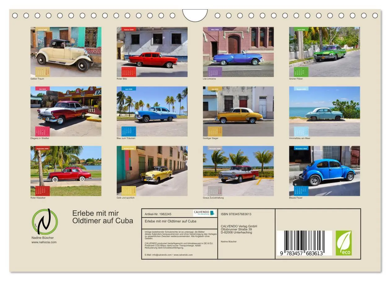 Bild: 9783457683613 | Erlebe mit mir Oldtimer auf Cuba (Wandkalender 2026 DIN A4 quer),...
