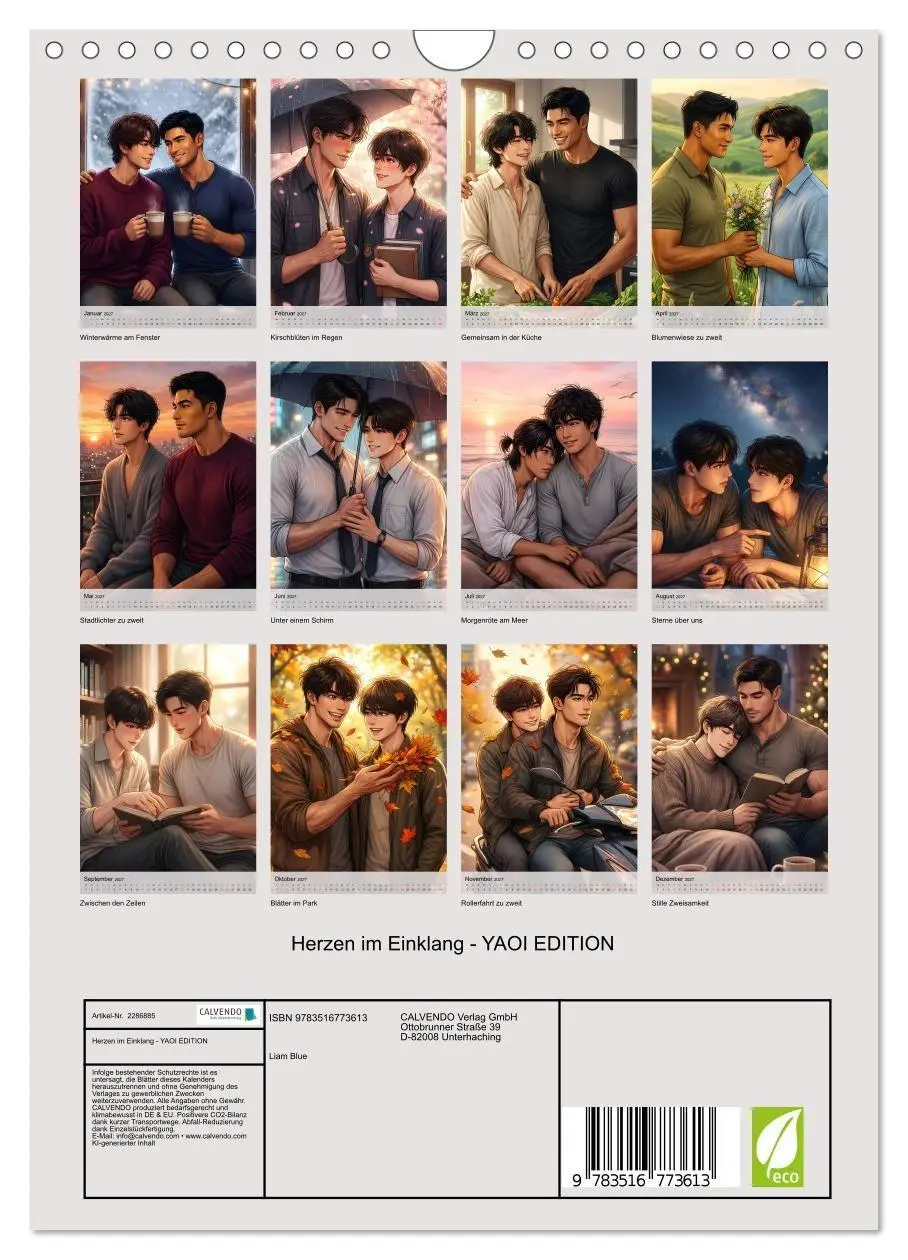 Bild: 9783516773613 | Herzen im Einklang - YAOI EDITION (Wandkalender 2027 DIN A4 hoch),...