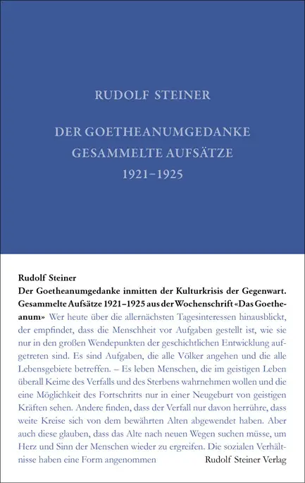 Cover: 9783727403613 | Der Goetheanumgedanke inmitten der Kulturkrisis der Gegenwart | Buch