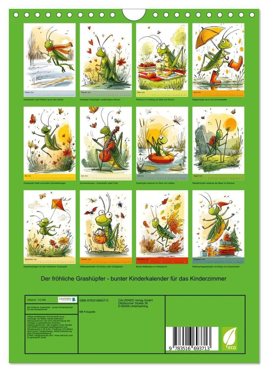 Bild: 9783516693713 | Der fröhliche Grashüpfer - bunter Kinderkalender für das...