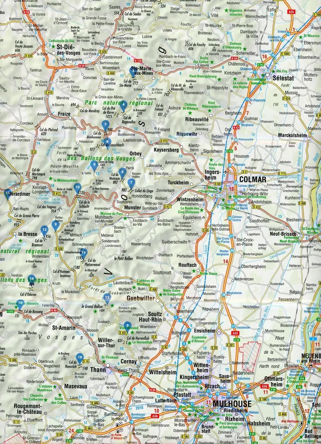 Bild: 9783937063713 | FolyMaps Vogesen 1:250 000 | Straßen- und Tourenkarte | Bikerbetten