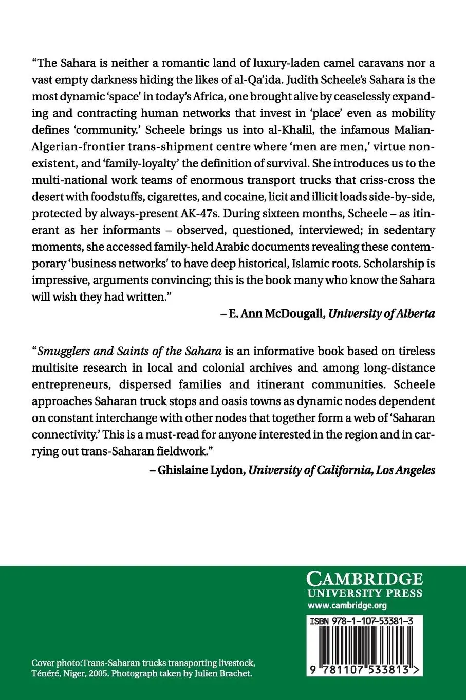 Rückseite: 9781107533813 | Smugglers and Saints of the Sahara | Judith Scheele | Taschenbuch
