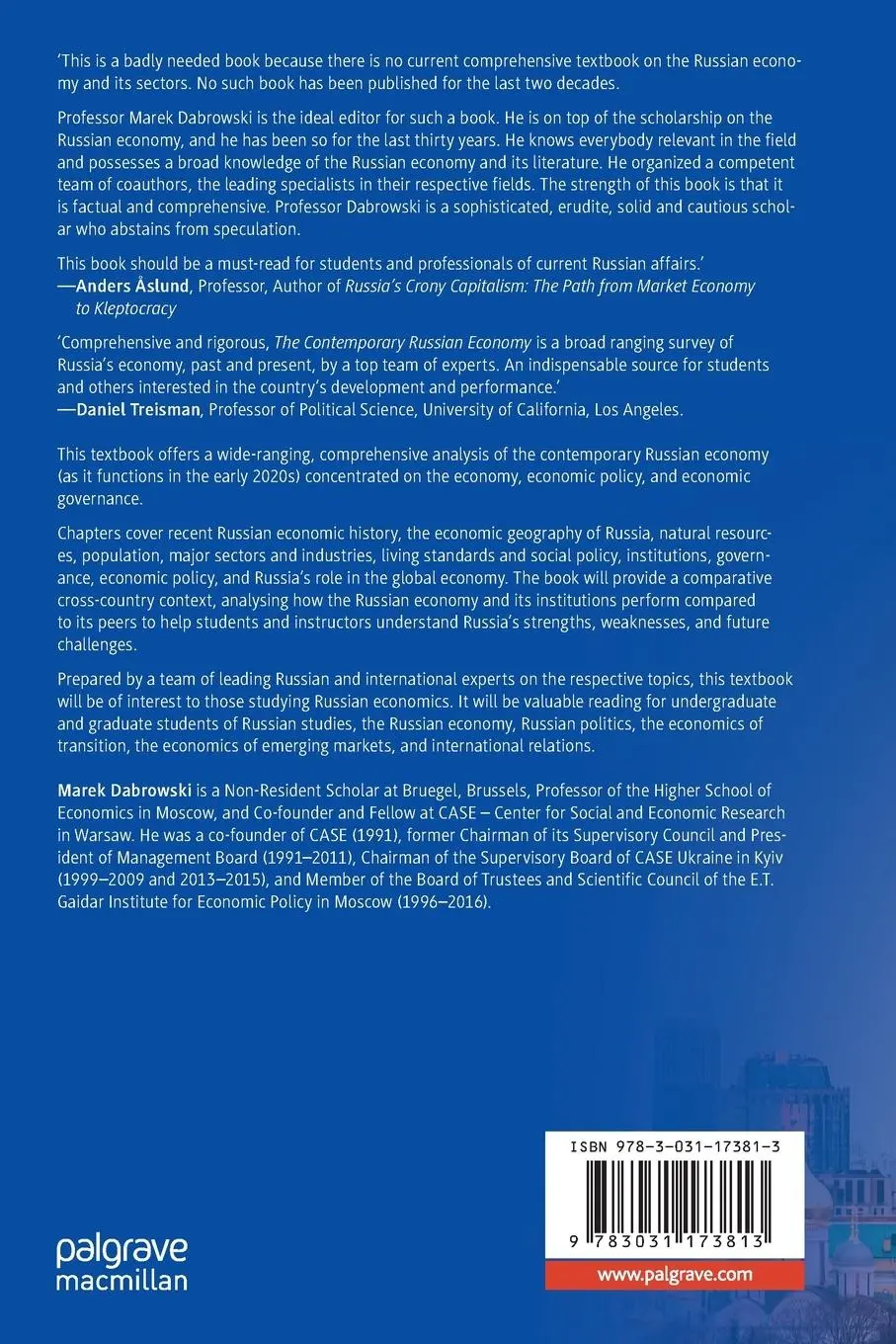 Rückseite: 9783031173813 | The Contemporary Russian Economy | A Comprehensive Analysis | Buch