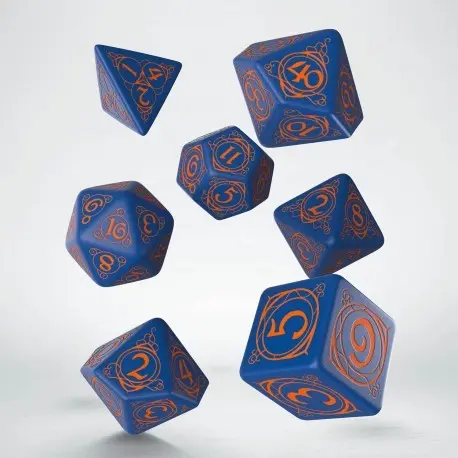 Cover: 5907699493913 | Wizard Dark-blue &amp; orange Dice Set | QWOWIZ90 | Q-Workshop