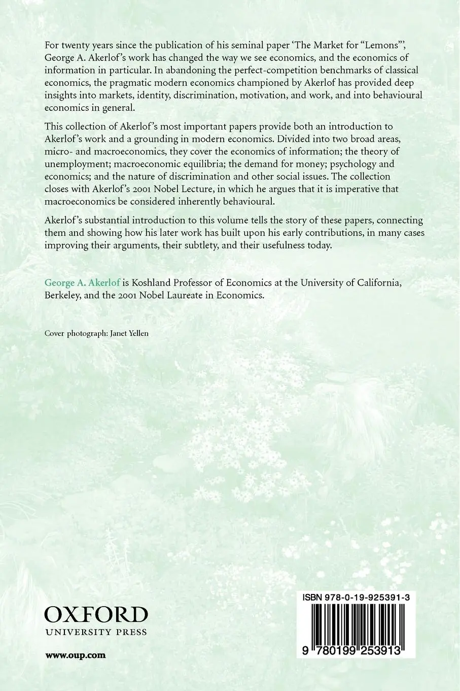 Rückseite: 9780199253913 | Explorations in Pragmatic Economics | George A. Akerlof | Taschenbuch