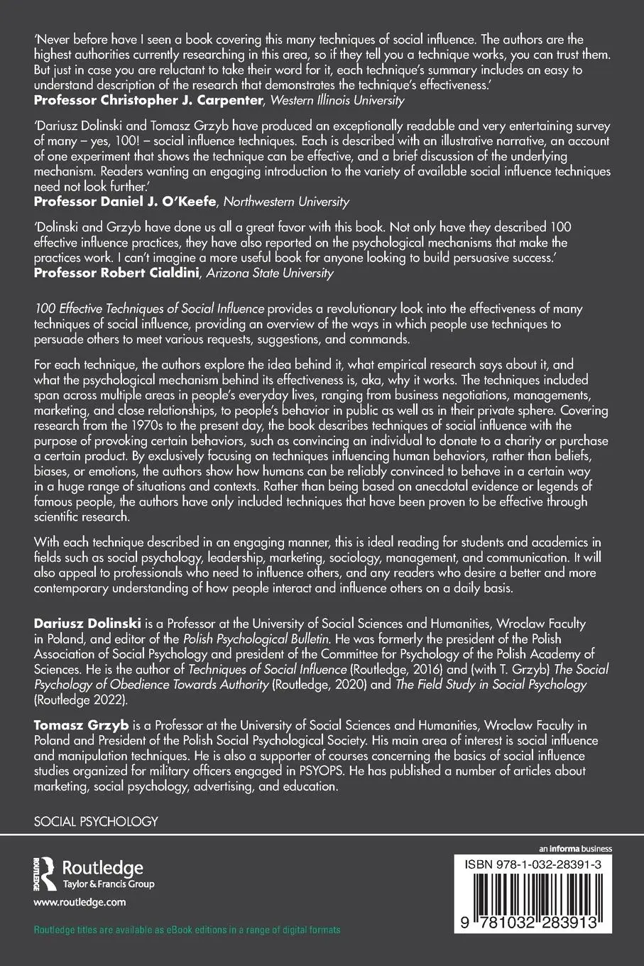Rückseite: 9781032283913 | 100 Effective Techniques of Social Influence | Dolinski (u. a.) | Buch