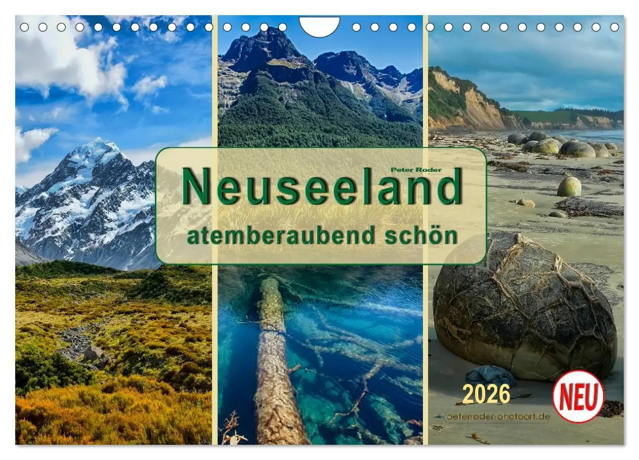 Cover: 9783457963913 | Neuseeland - atemberaubend schön (Wandkalender 2026 DIN A4 quer),...