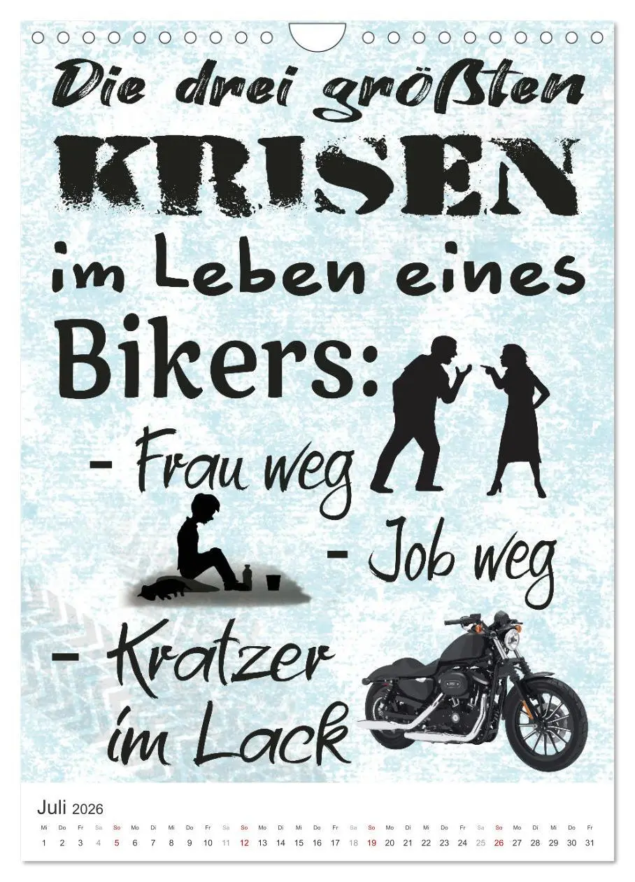Bild: 9783516363913 | Coole Biker-Sprüche (Wandkalender 2026 DIN A4 hoch), CALVENDO...