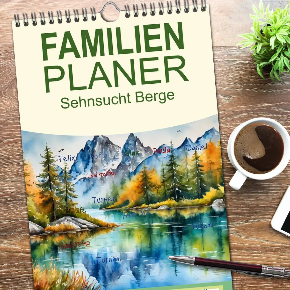 Bild: 9783516494013 | Familienplaner 2026 - Sehnsucht Berge mit 5 Spalten (Wandkalender,...