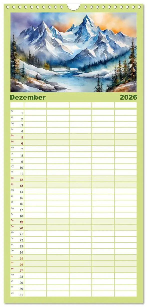 Bild: 9783516494013 | Familienplaner 2026 - Sehnsucht Berge mit 5 Spalten (Wandkalender,...