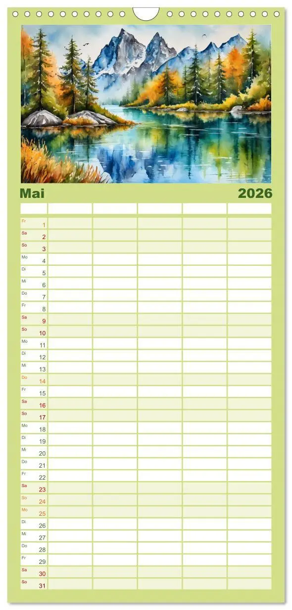 Bild: 9783516494013 | Familienplaner 2026 - Sehnsucht Berge mit 5 Spalten (Wandkalender,...