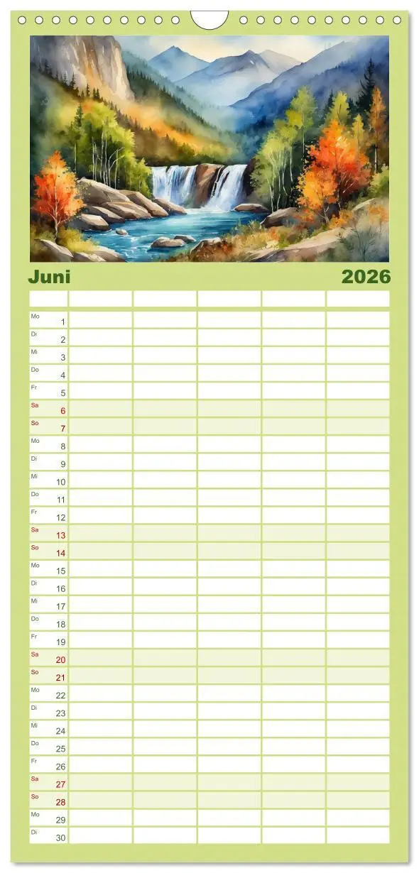 Bild: 9783516494013 | Familienplaner 2026 - Sehnsucht Berge mit 5 Spalten (Wandkalender,...