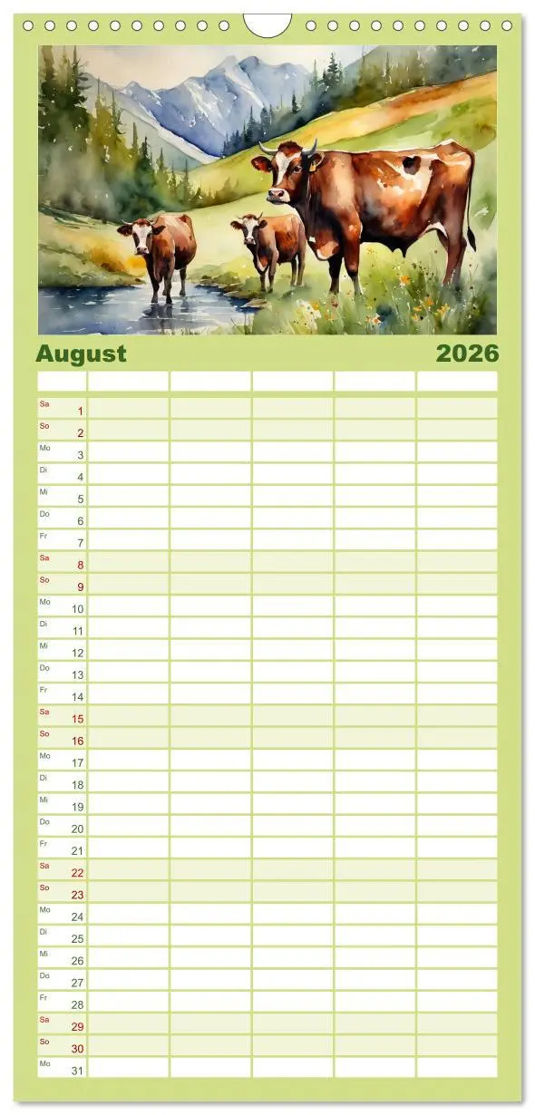 Bild: 9783516494013 | Familienplaner 2026 - Sehnsucht Berge mit 5 Spalten (Wandkalender,...