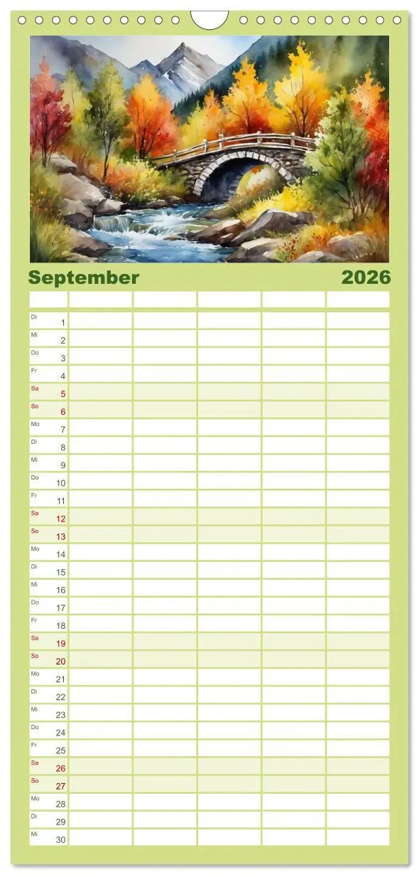 Bild: 9783516494013 | Familienplaner 2026 - Sehnsucht Berge mit 5 Spalten (Wandkalender,...