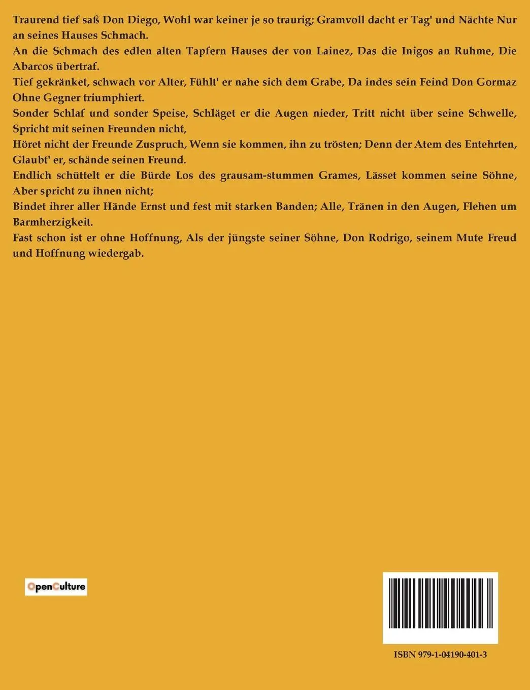 Rückseite: 9791041904013 | Der Cid | Johann Gottfried Herder | Taschenbuch | 128 S. | Deutsch