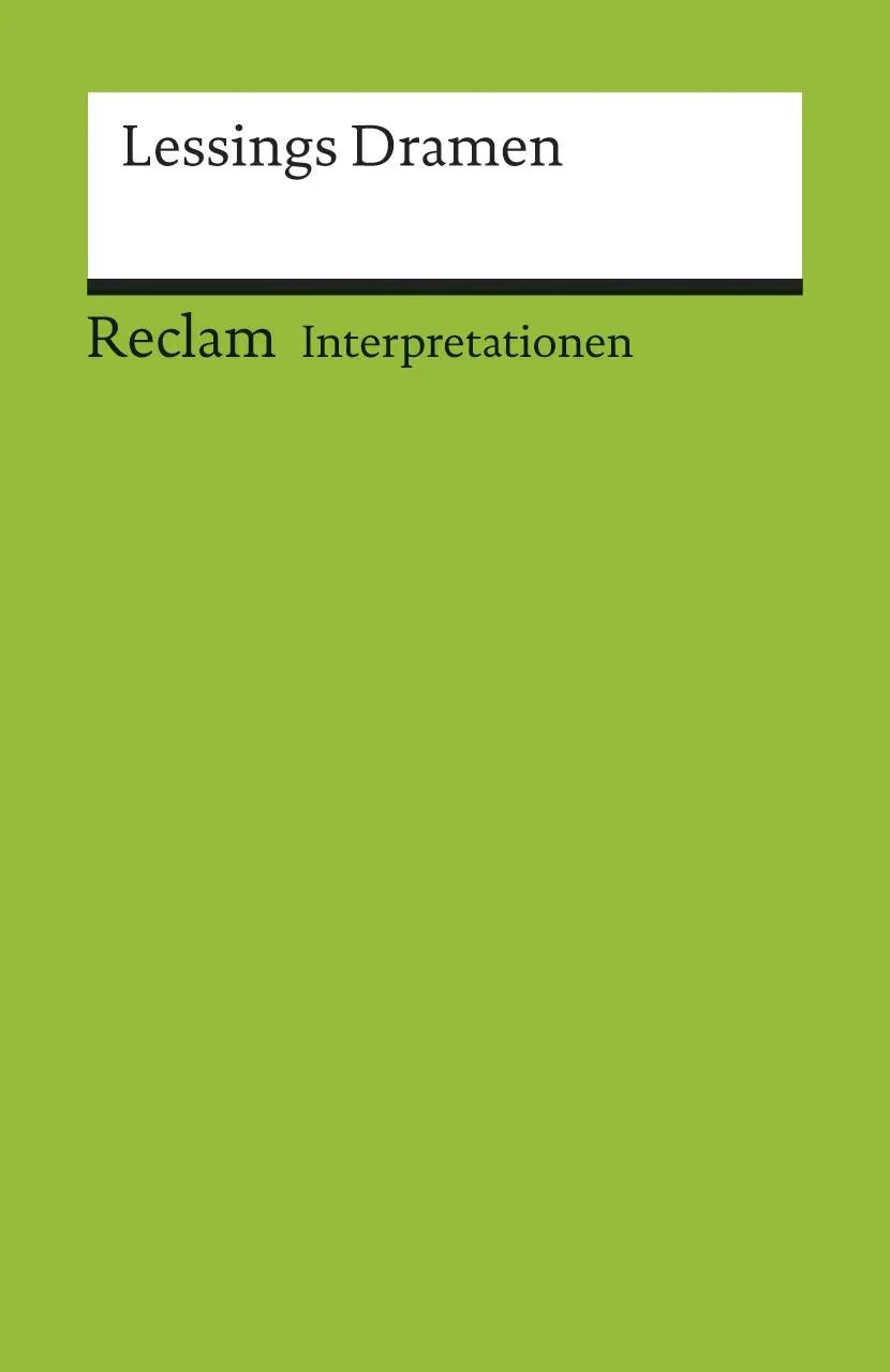 Cover: 9783150084113 | Interpretationen: Lessings Dramen | Gotthold Ephraim Lessing | Buch