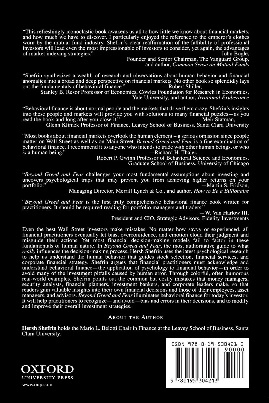 Rückseite: 9780195304213 | Beyond Greed and Fear | Hersh Shefrin | Taschenbuch | Englisch | 2007