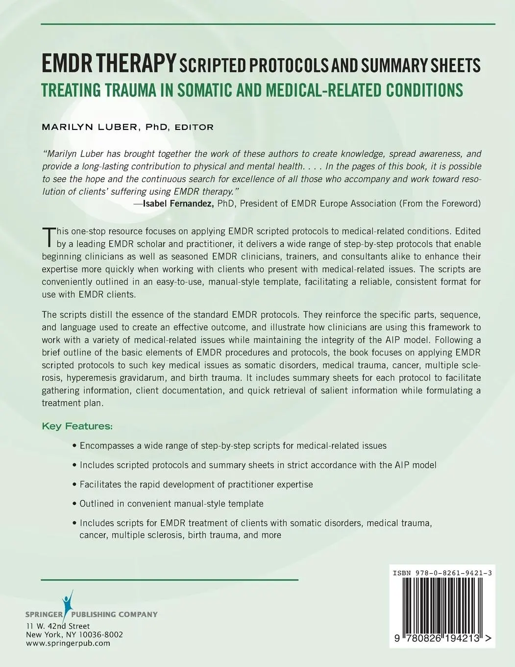 Rückseite: 9780826194213 | Eye Movement Desensitization and Reprocessing (EMDR) Therapy...