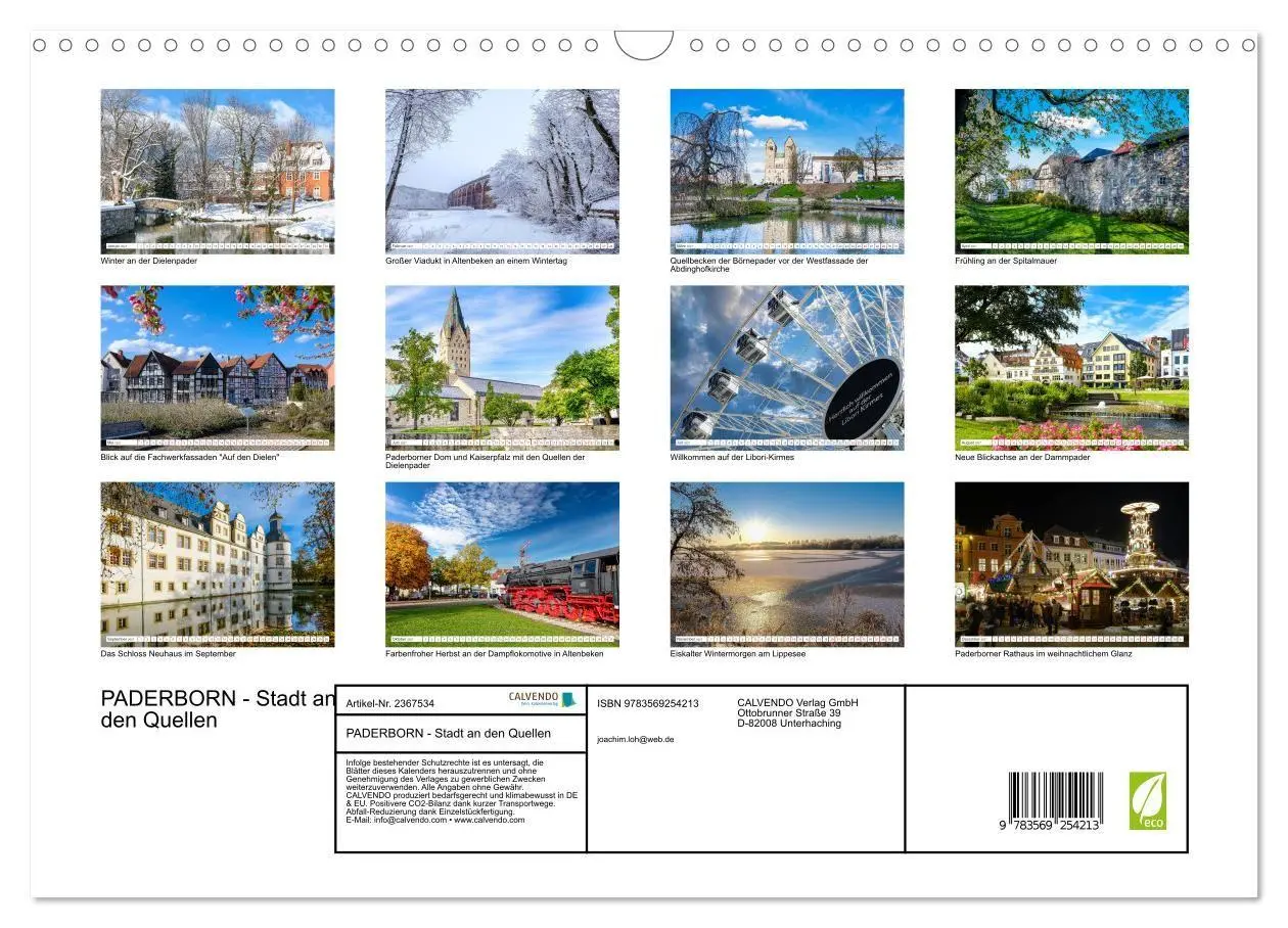 Bild: 9783569254213 | PADERBORN - Stadt an den Quellen (Wandkalender 2027 DIN A3 quer),...