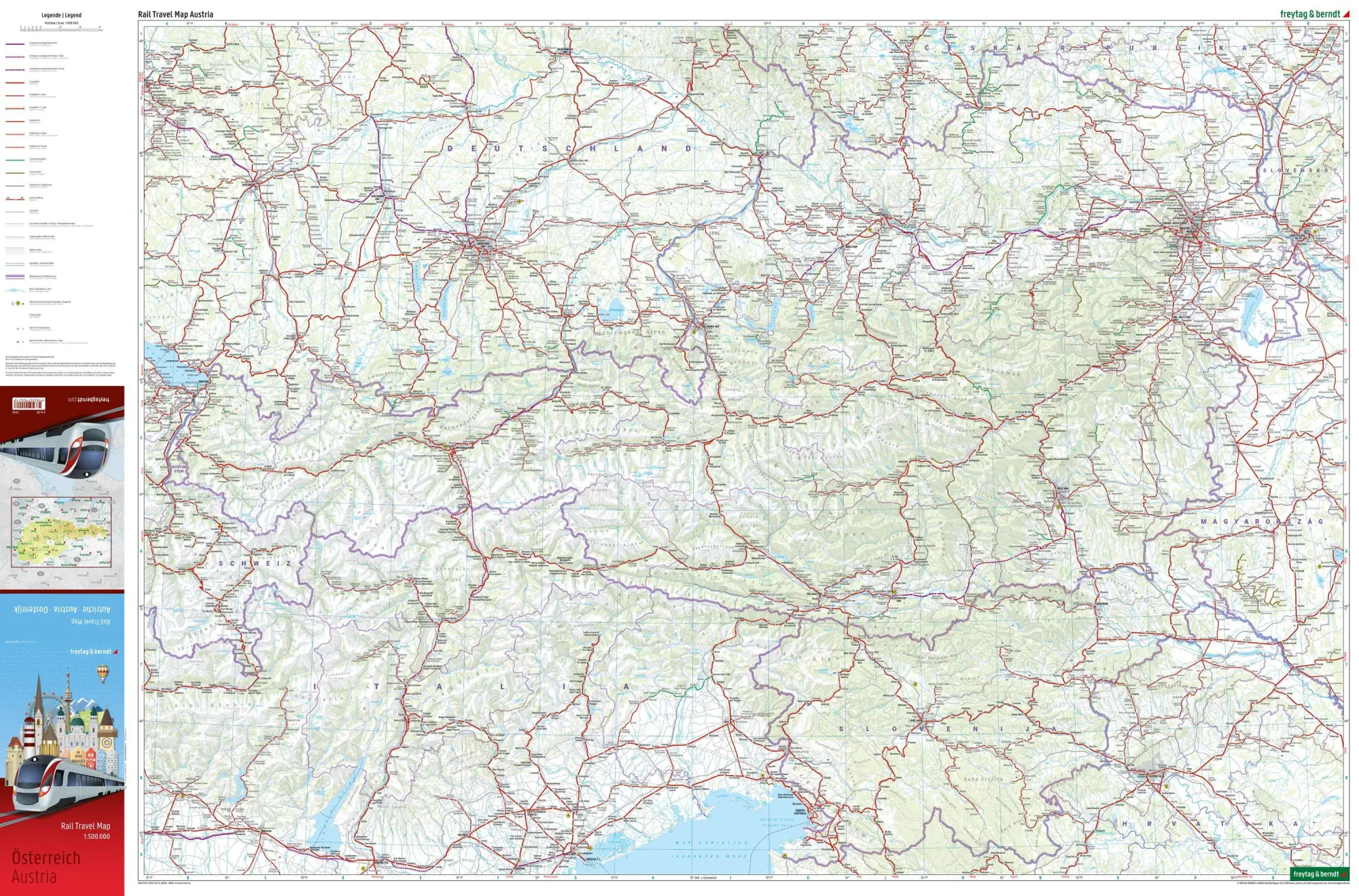 Bild: 9783707924213 | freytag &amp; berndt Rail Travel Map Österreich 1:500.000 | Eisenbahnkarte