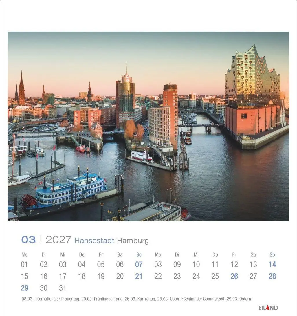 Bild: 9783964024213 | Hansestadt Hamburg Postkartenkalender 2027 | Eiland | Kalender | 13 S.