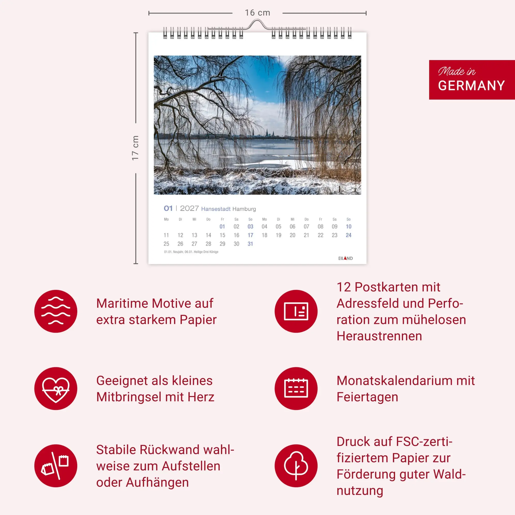 Bild: 9783964024213 | Hansestadt Hamburg Postkartenkalender 2027 | Eiland | Kalender | 13 S.