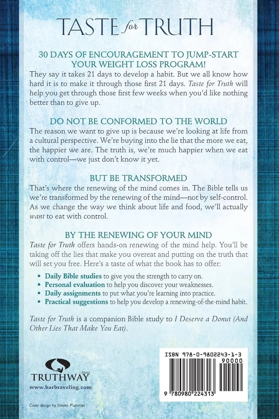 Rückseite: 9780980224313 | Taste for Truth | A 30 Day Weight Loss Bible Study | Barb Raveling