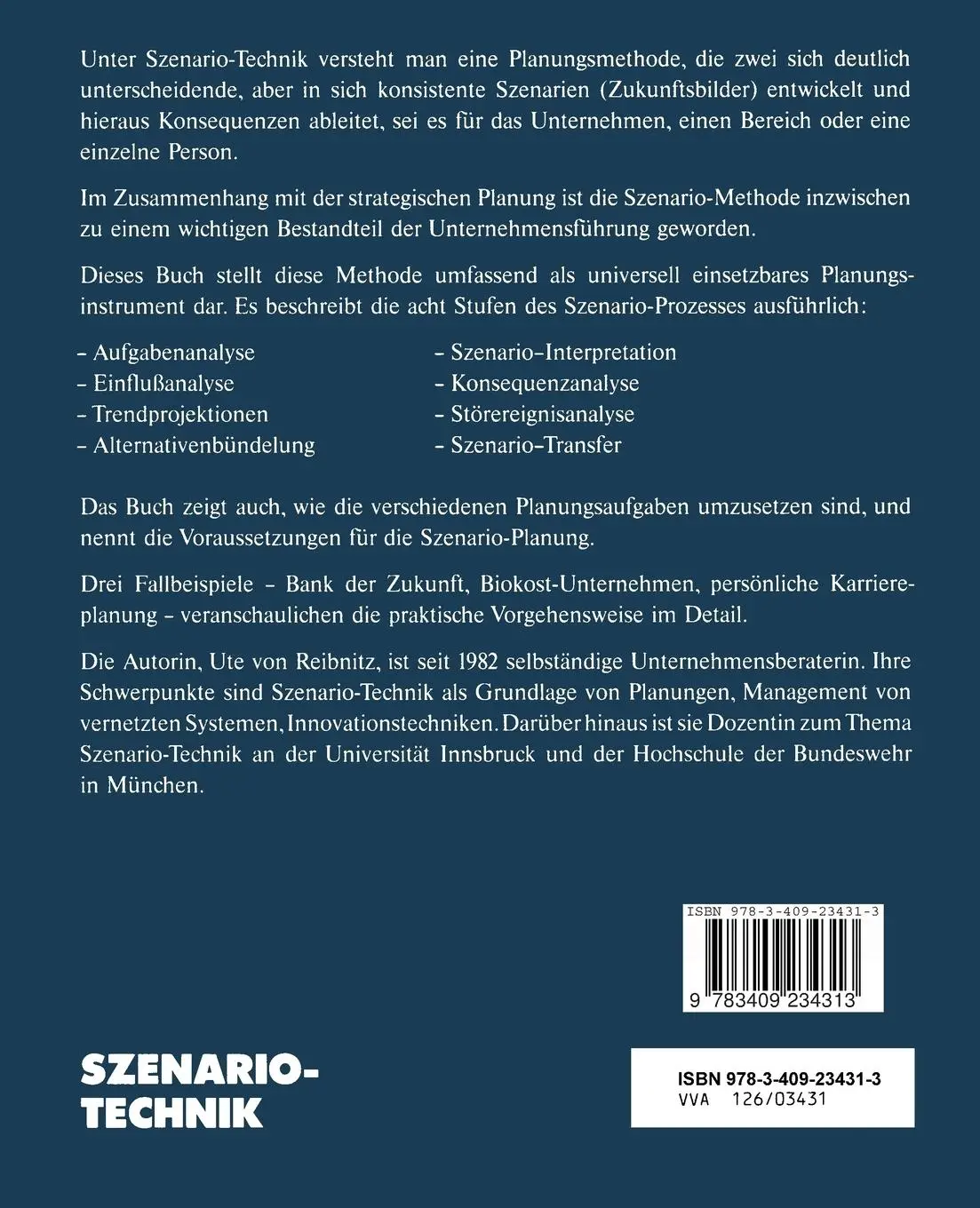 Rückseite: 9783409234313 | Szenario-Technik | Ute Von Reibnitz | Taschenbuch | 280 S. | Deutsch