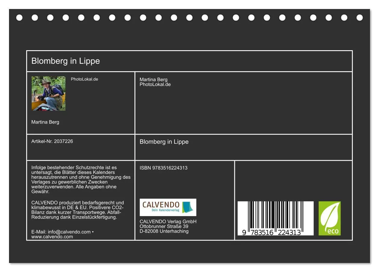 Bild: 9783516224313 | Blomberg in Lippe (Tischkalender 2026 DIN A5 quer), CALVENDO...