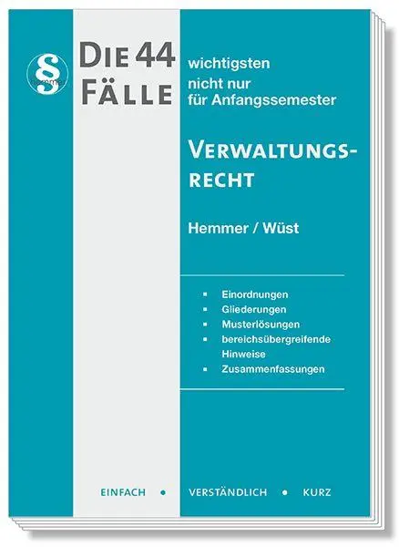 Cover: 9783968384313 | Die 44 wichtigsten Fälle Verwaltungsrecht | Karl-Edmund Hemmer (u. a.)