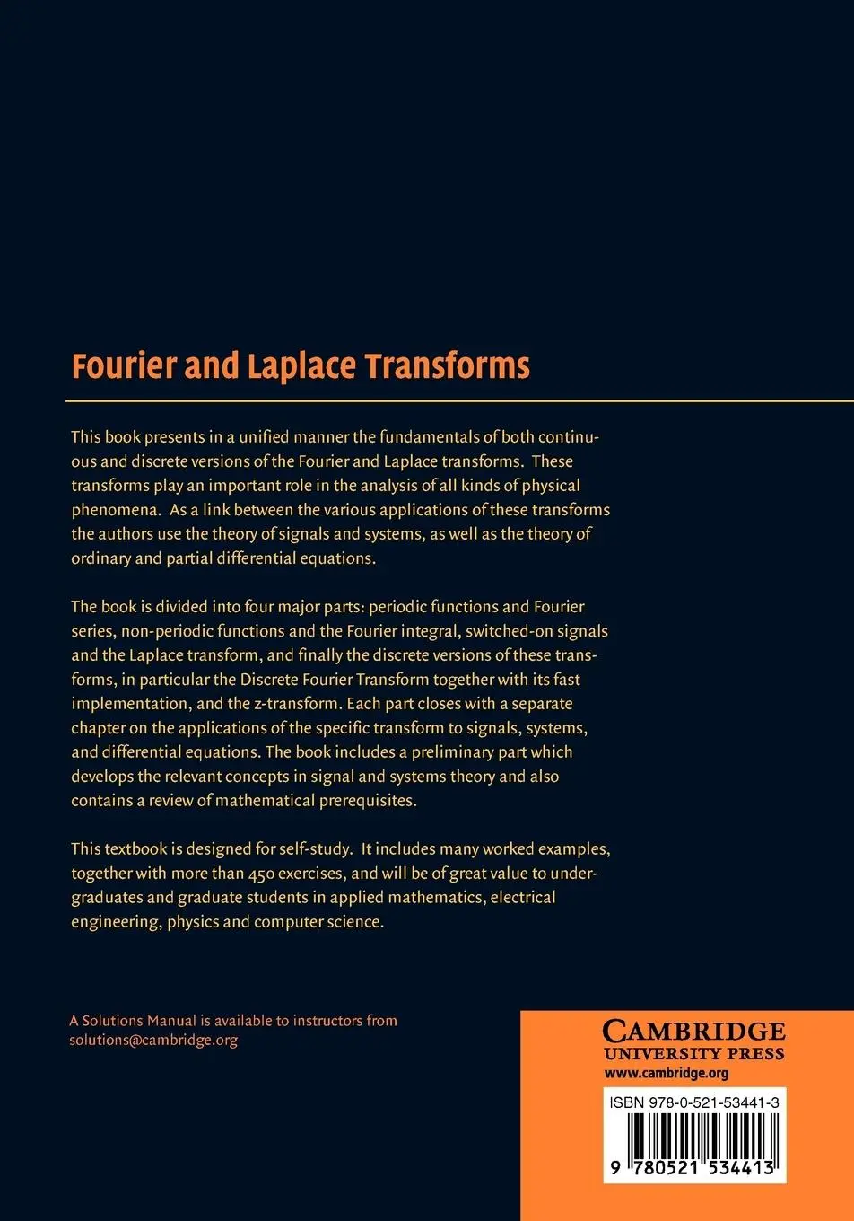 Rückseite: 9780521534413 | Fourier and Laplace Transforms | J. C. Van Den Berg (u. a.) | Buch