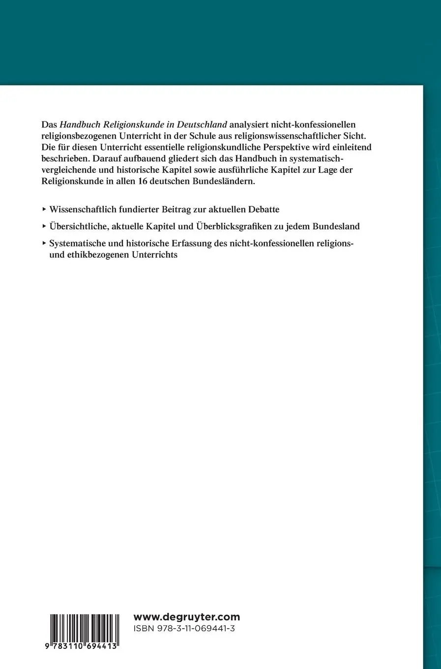 Rückseite: 9783110694413 | Handbuch Religionskunde in Deutschland | Wanda Alberts (u. a.) | Buch